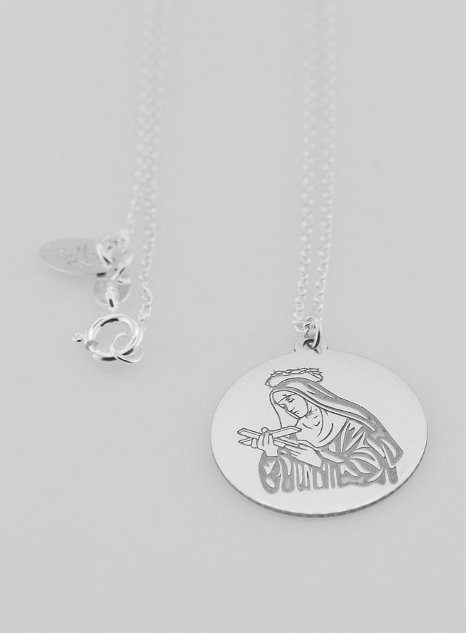 Collier Religieux Sainte Rita en Argent - 20mm (pic 3)