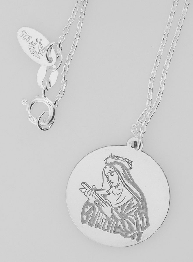 Collier Religieux Sainte Rita en Argent - 20mm (pic 4)