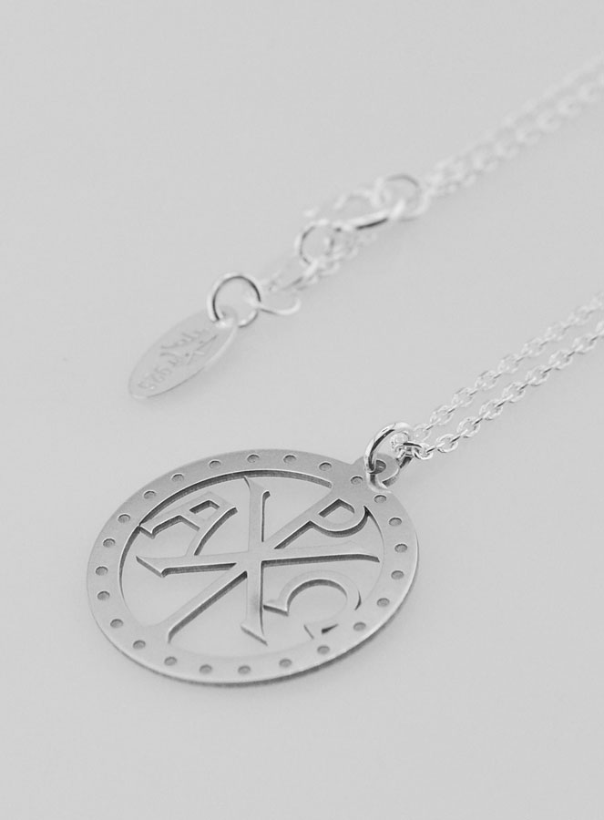 Collier Religieux en Argent Monogramme du Christ - 20mm (pic 1)