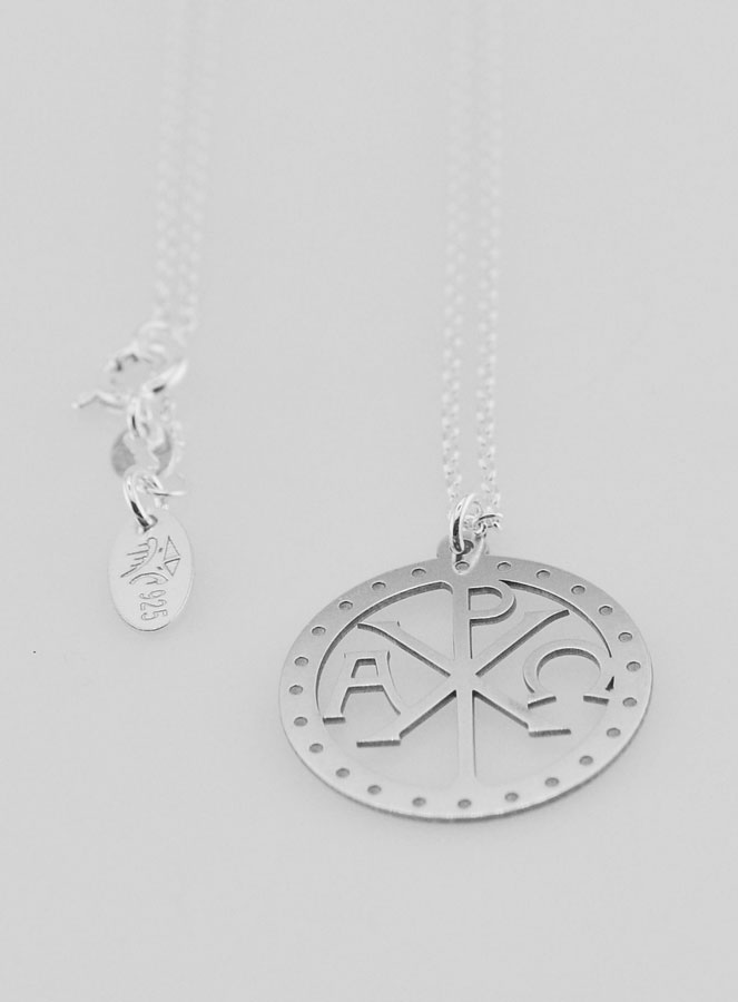 Collier Religieux en Argent Monogramme du Christ - 20mm (pic 3)
