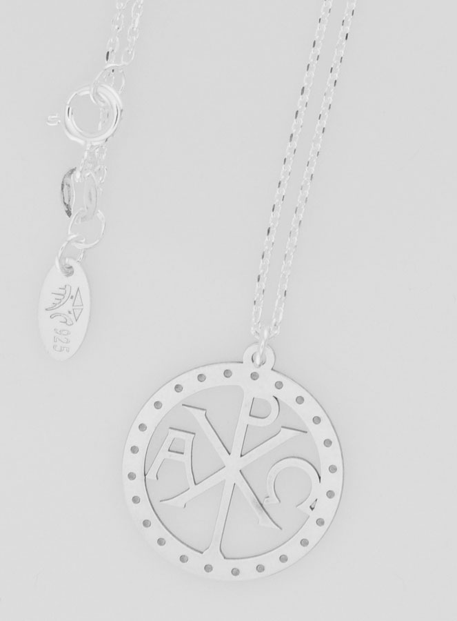Collier Religieux en Argent Monogramme du Christ - 20mm (pic 4)