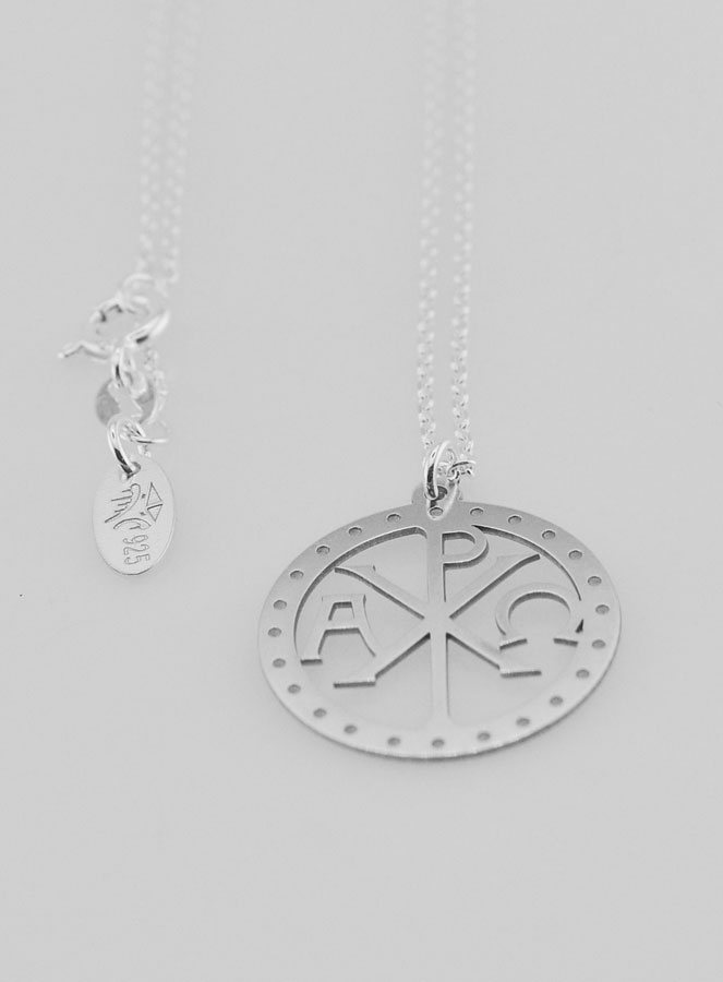 Médaille + Chaîne en Argent - Monogramme du Christ (pic 3)