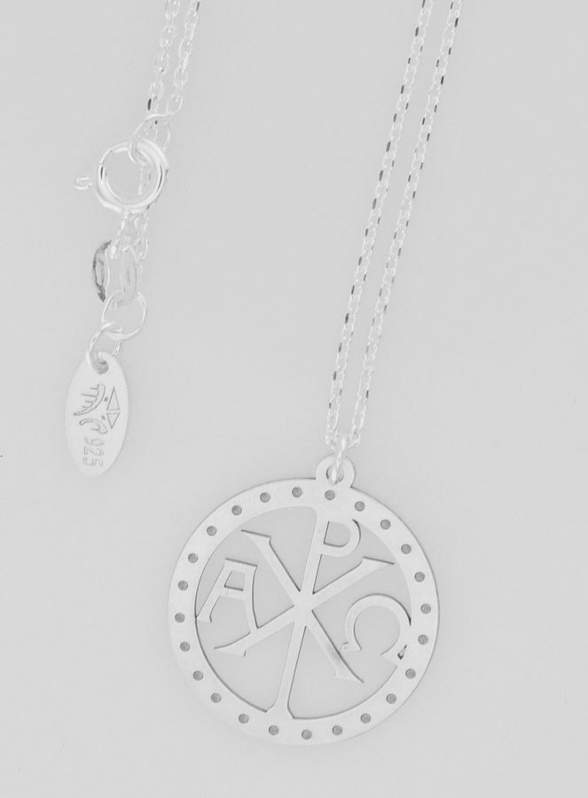 Médaille + Chaîne en Argent - Monogramme du Christ (pic 4)