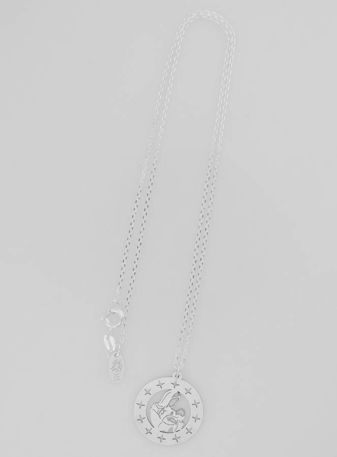 Médaille en Argent + Chaine Vierge à l'Enfant Etoilée 20mm (pic 2)