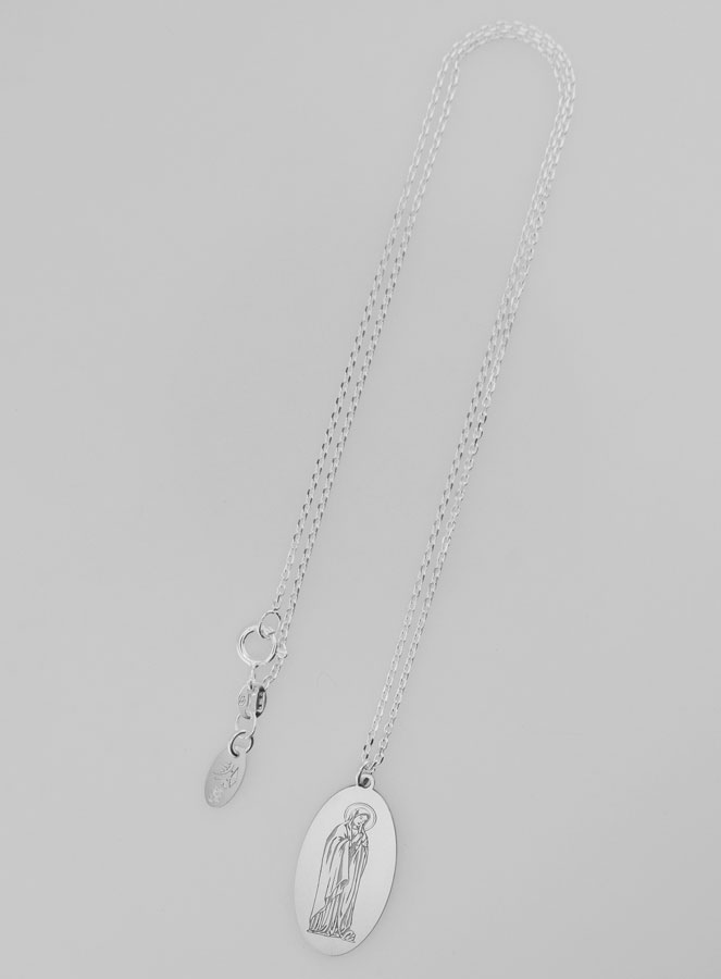 Médaille Vierge Marie + Chaîne - Argent Massif (pic 2)