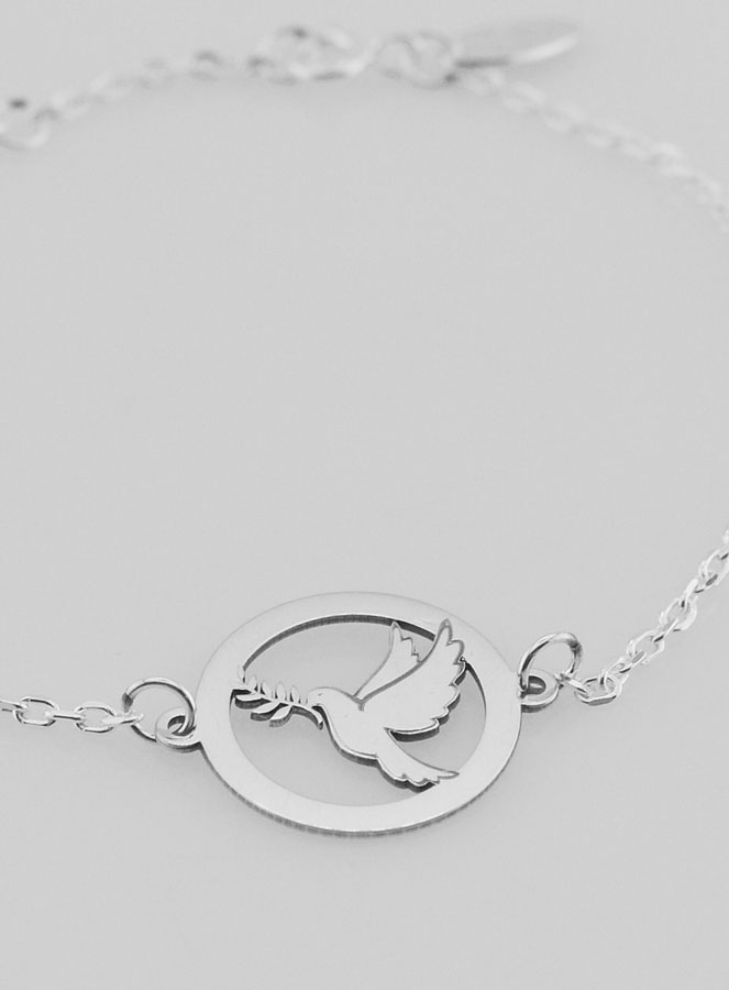 Bracelet en Argent Massif - Colombe & Rameau (pic 2)
