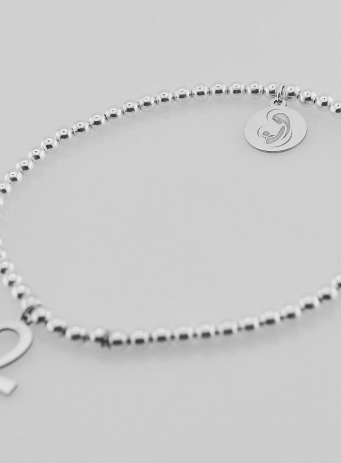 Bracelet Boule en Argent - Croix Egyptienne & Vierge à l'Enfant (pic 4)