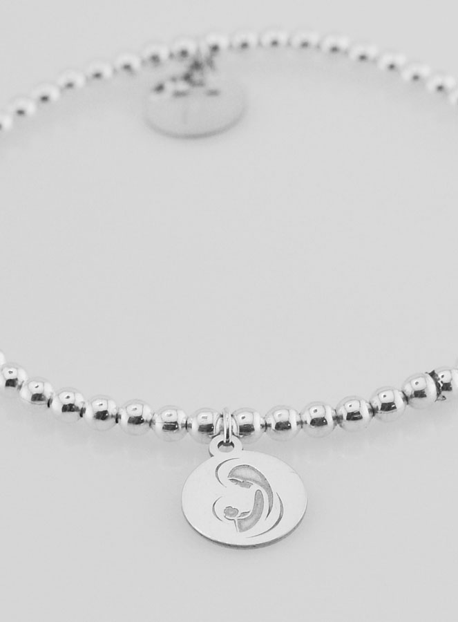 Bracelet Boule en Argent - Croix Ajourée & Vierge (pic 3)