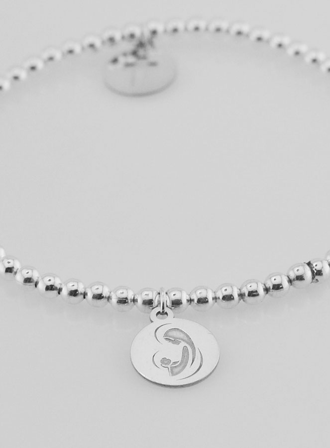Bracelet Boule Croix & Vierge - Argent Massif (pic 2)