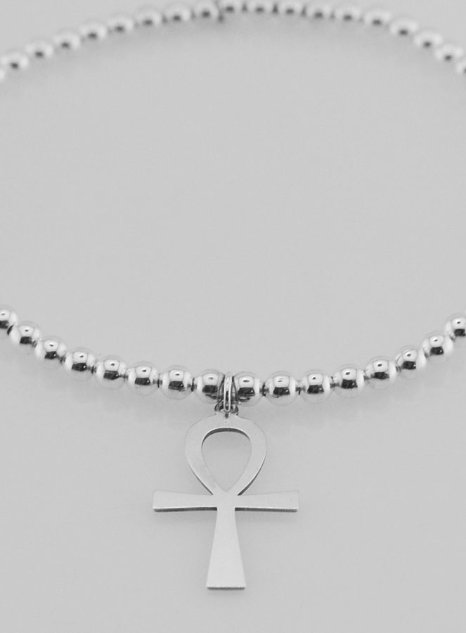 Bracelet Boule Croix Egyptienne - Argent Massif (pic 2)