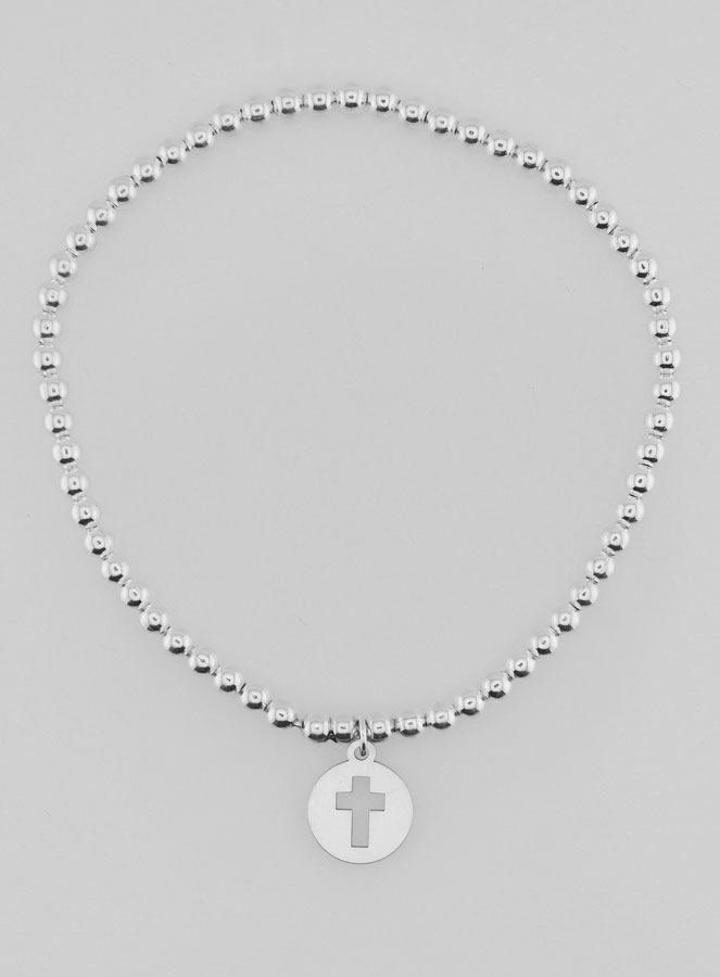 Bracelet Boule Croix Ajourée - Argent Massif (pic 1)