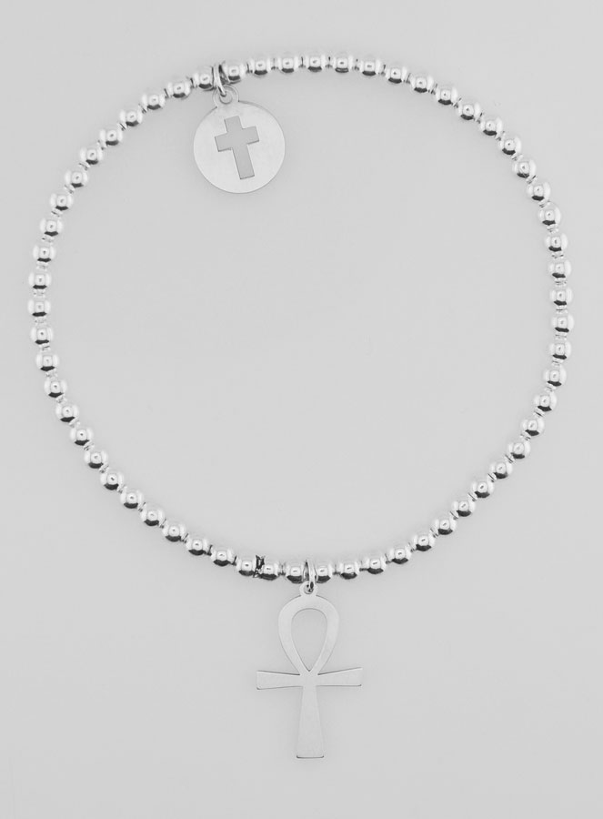 Bracelet Boule 2 Croix - Argent Massif (pic 1)
