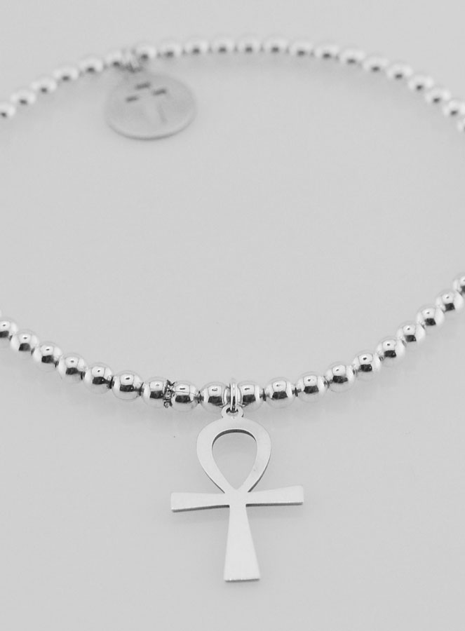 Bracelet Boule 2 Croix - Argent Massif (pic 2)
