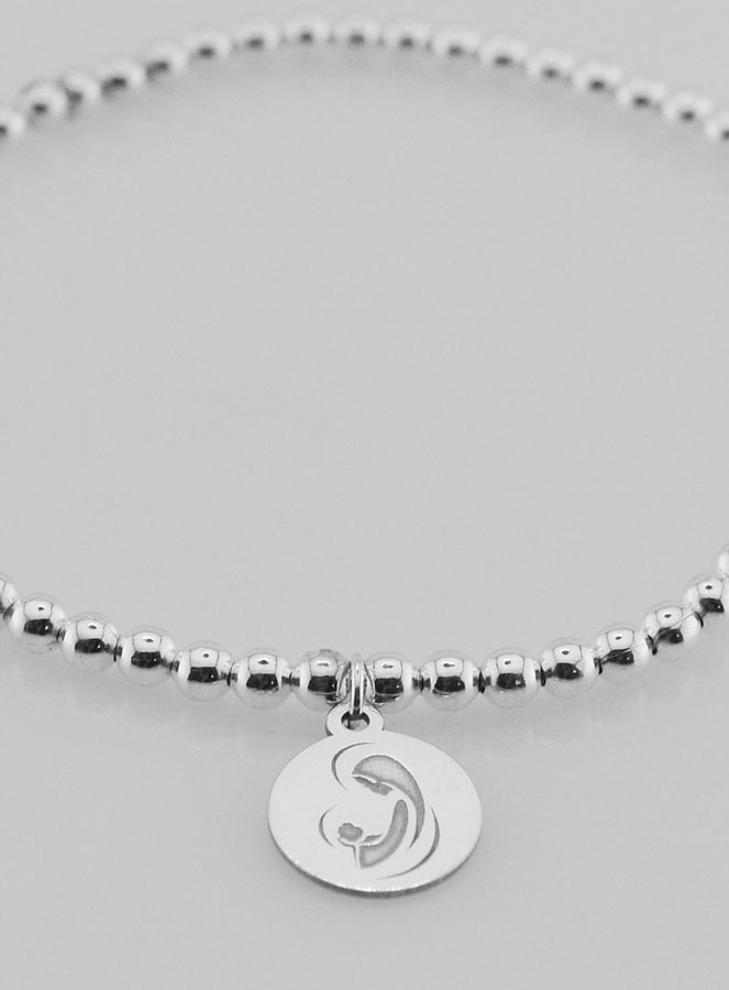 Bracelet Boule Vierge à l'Enfant - Argent Massif (pic 2)