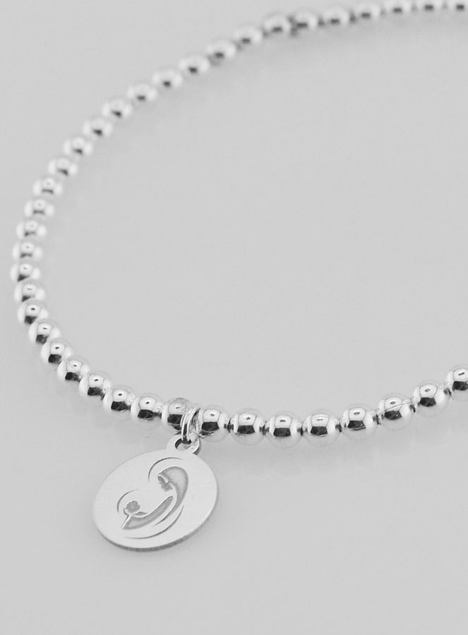 Bracelet Boule Vierge à l'Enfant - Argent Massif (pic 4)
