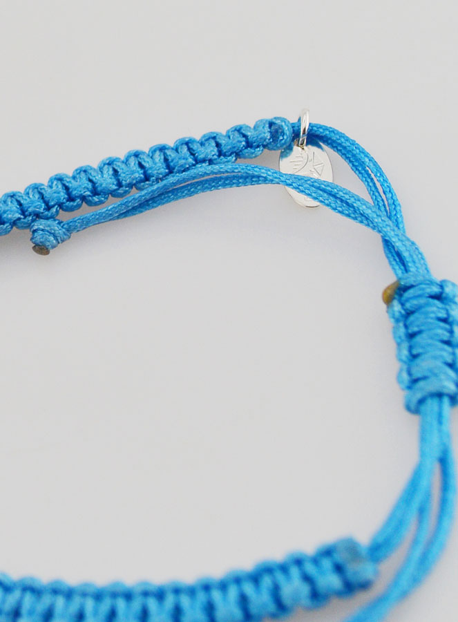 Bracelet Corde Tressée Bleue - Croix Ajourée Argent (pic 3)