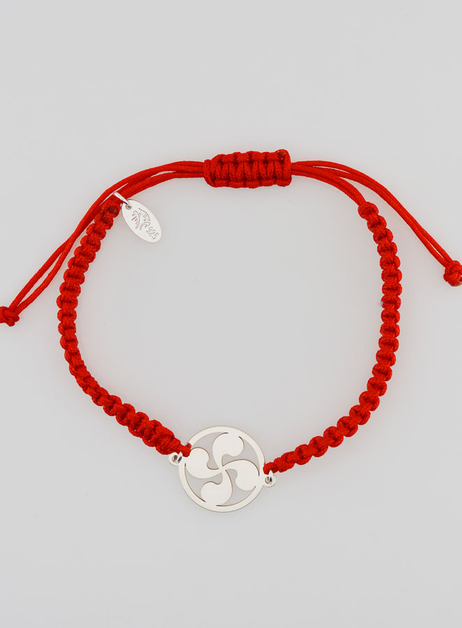 Bracelet Corde Tressée Rouge - Croix en Argent (pic 1)