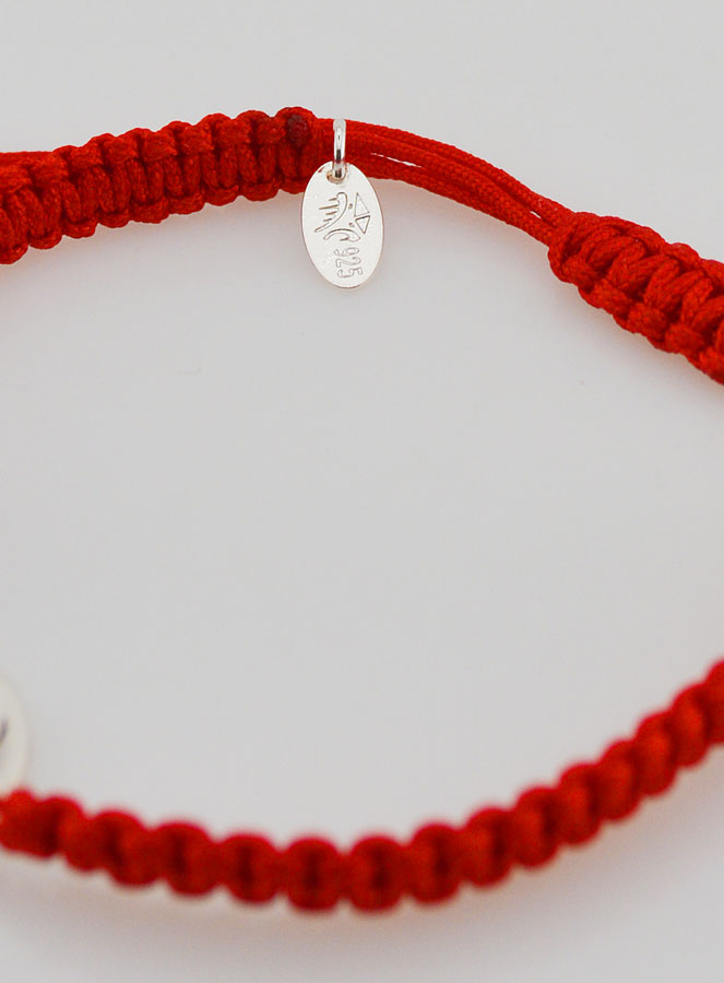 Bracelet Corde Tressée Rouge - Croix en Argent (pic 4)