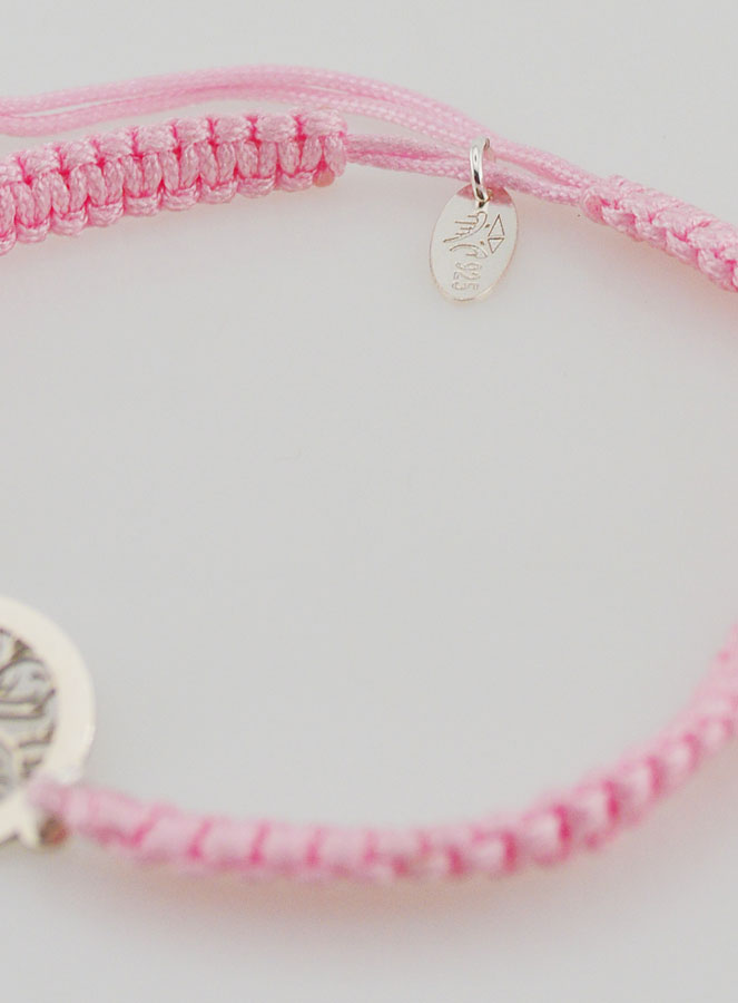 Bracelet Corde Tressée Rose - Arbre de Vie Argent (pic 4)