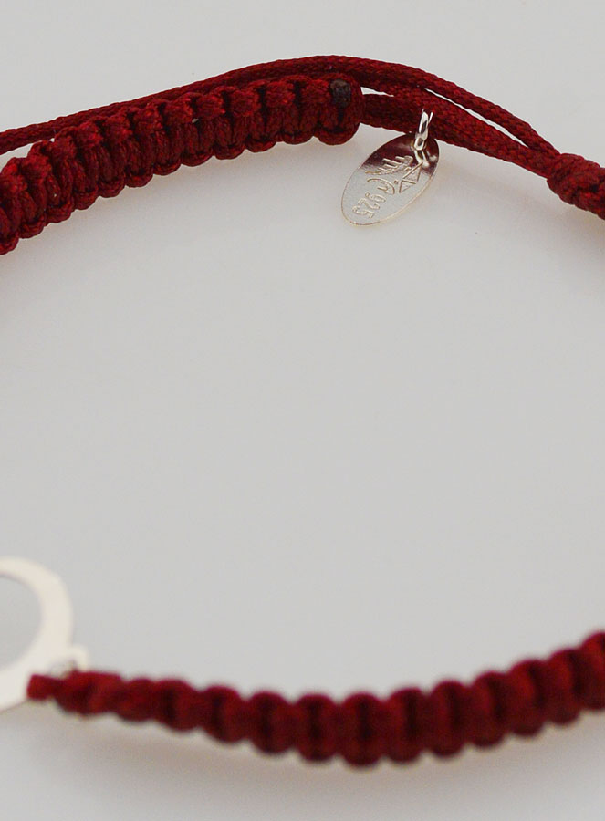 Bracelet Corde Tressée Bordeaux - Symbole Infini Argent (pic 4)