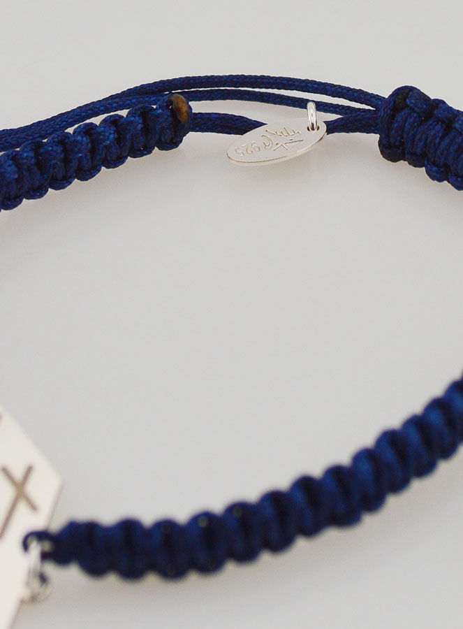 Bracelet Corde Tressée Bleu Marine - Bible Argent (pic 4)