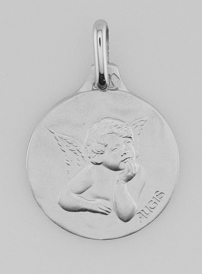 Médaille de Ange Gardien en Argent Massif - 18mm (pic 1)