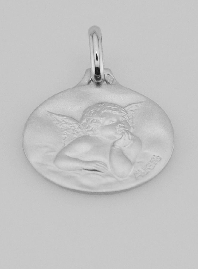 Médaille de Ange Gardien en Argent Massif - 18mm (pic 2)