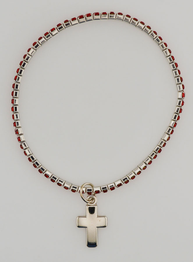 Bracelet Strass Carrés & Croix - Rouge (pic 1)