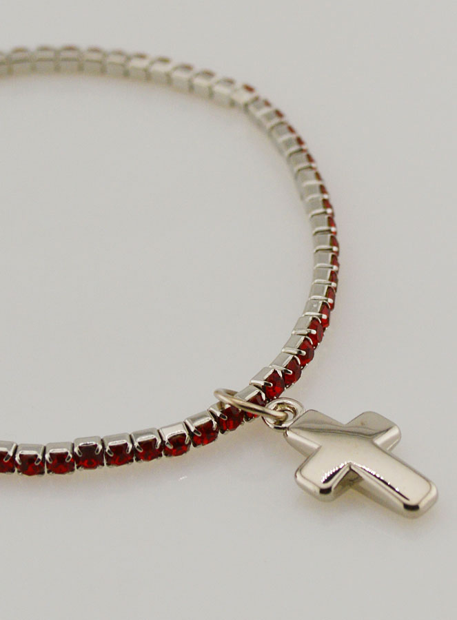 Bracelet Strass Carrés & Croix - Rouge (pic 3)