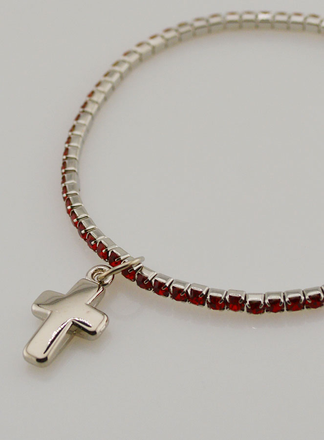 Bracelet Strass Carrés & Croix - Rouge (pic 4)