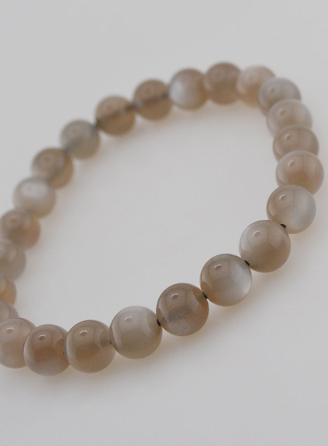 Bracelet en Pierre de Lune Grise AAA - 8mm (pic 4)