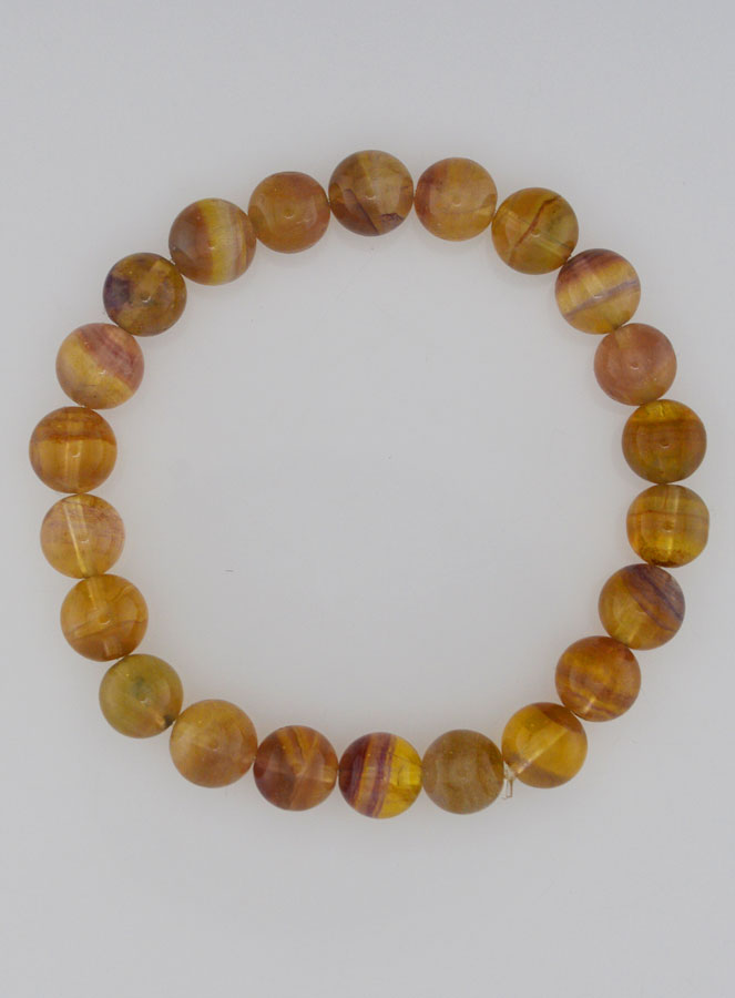 Bracelet en Pierres de Fluorite Jaune & Violette AA - 8mm (pic 1)