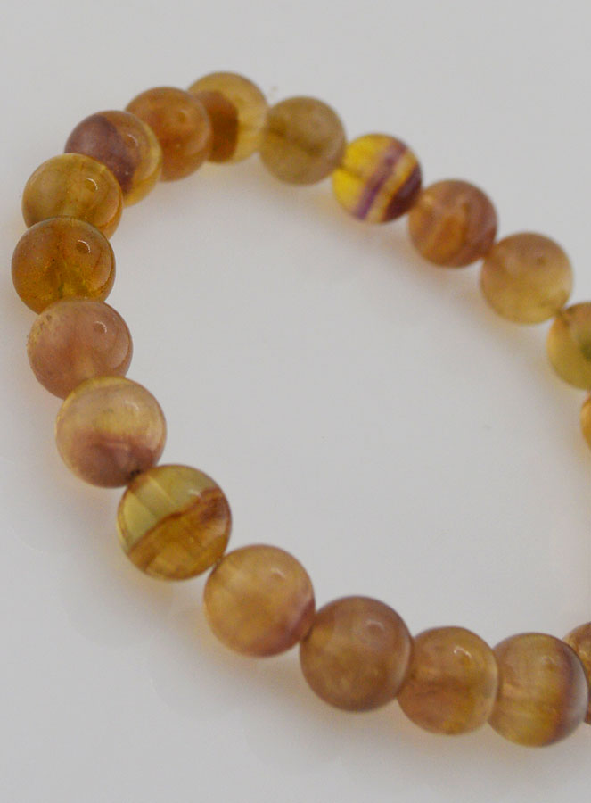 Bracelet en Pierres de Fluorite Jaune & Violette AA - 8mm (pic 3)