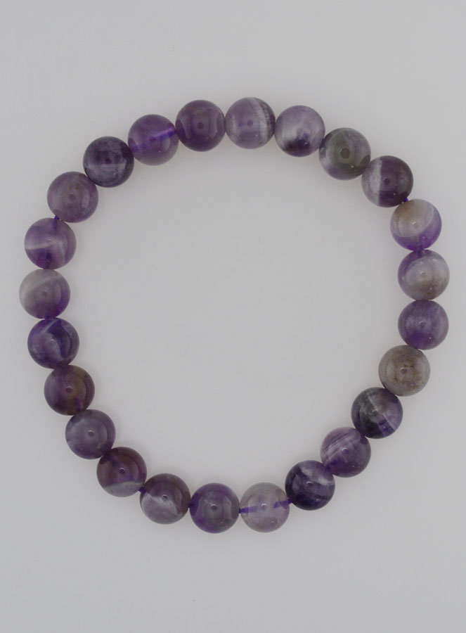 Bracelet en Pierre Naturelle d’Améthyste Rubanée – 8mm (pic 1)