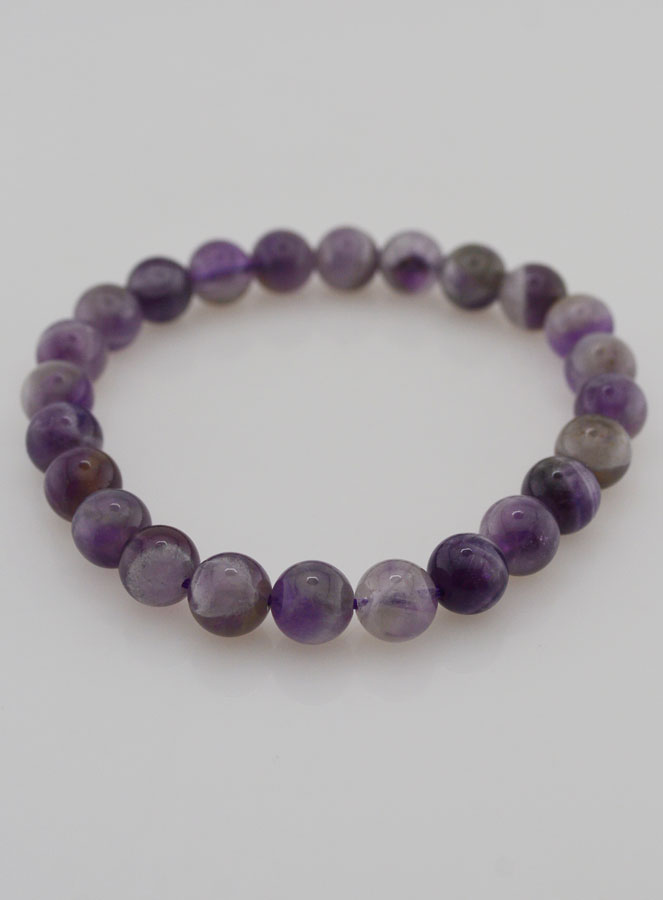Bracelet en Pierre Naturelle d’Améthyste Rubanée – 8mm (pic 2)