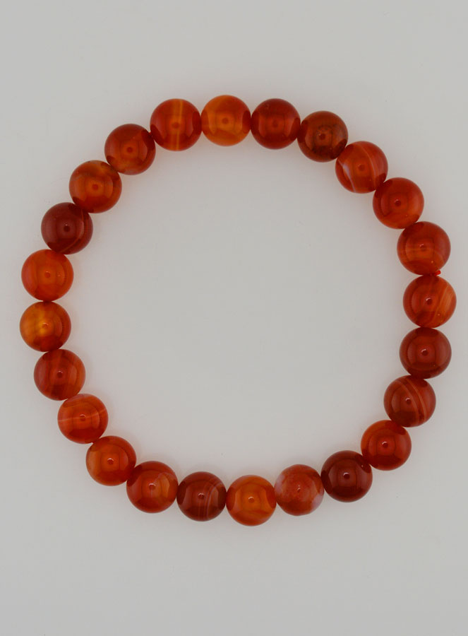 Bracelet en Pierres Naturelles de Cornaline Rubanée - 8mm (pic 1)