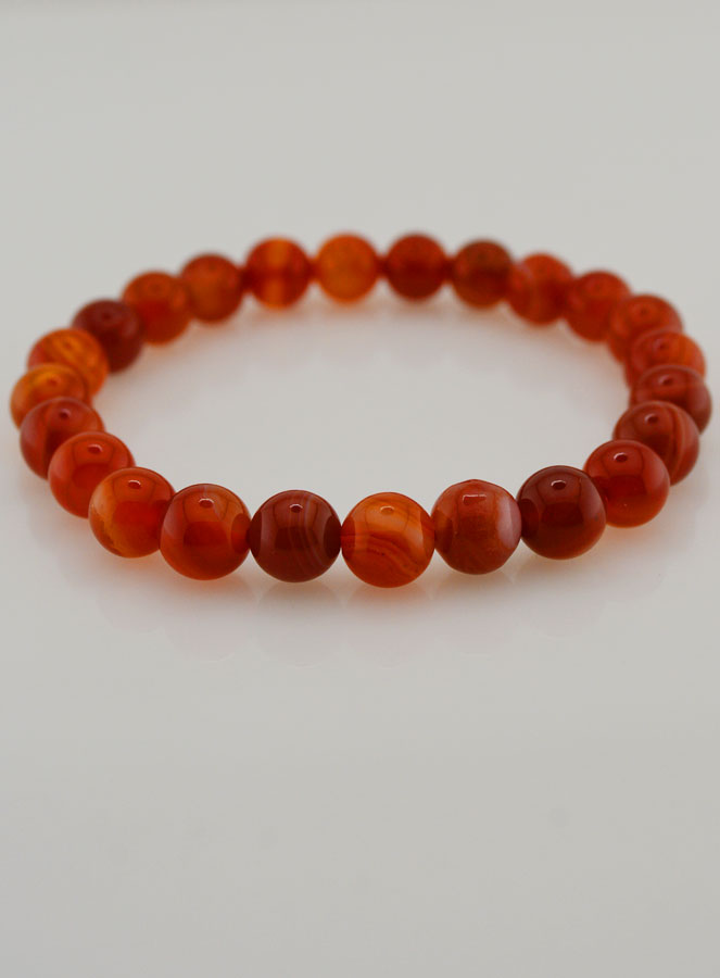 Bracelet en Pierres Naturelles de Cornaline Rubanée - 8mm (pic 2)