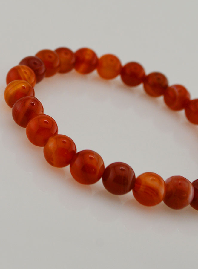 Bracelet en Pierres Naturelles de Cornaline Rubanée - 8mm (pic 3)
