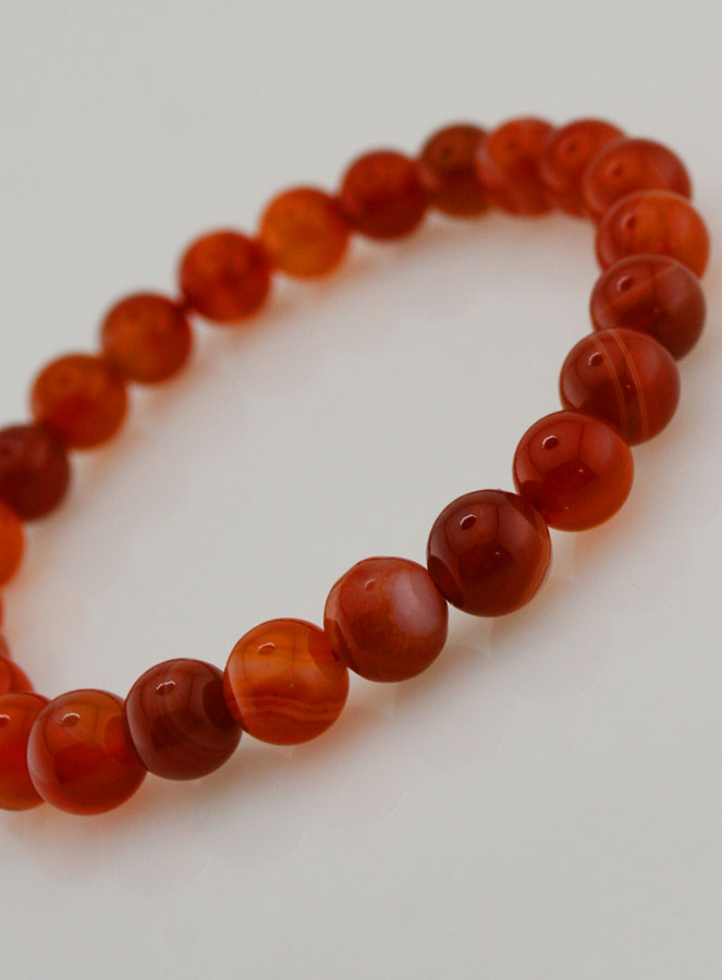 Bracelet en Pierres Naturelles de Cornaline Rubanée - 8mm (pic 4)