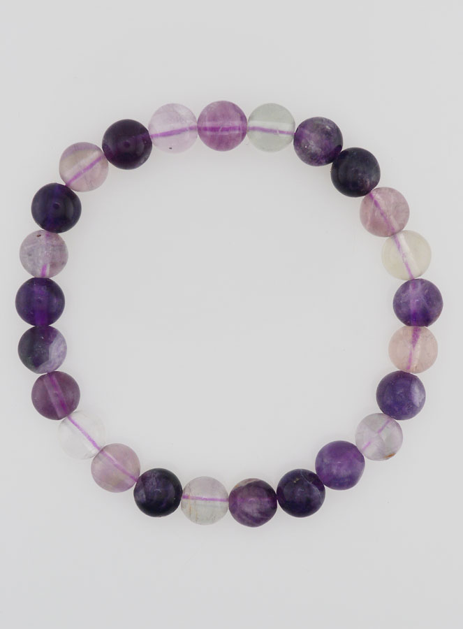 Bracelet en Pierre Naturelle de Fluorite Violette - 8mm (pic 1)