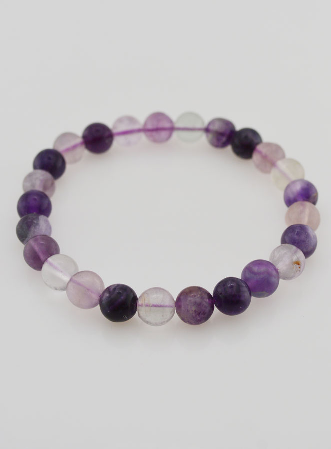 Bracelet en Pierre Naturelle de Fluorite Violette - 8mm (pic 2)