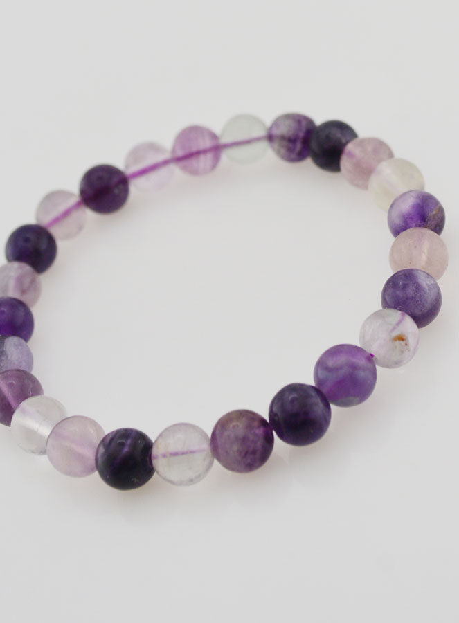Bracelet en Pierre Naturelle de Fluorite Violette - 8mm (pic 4)