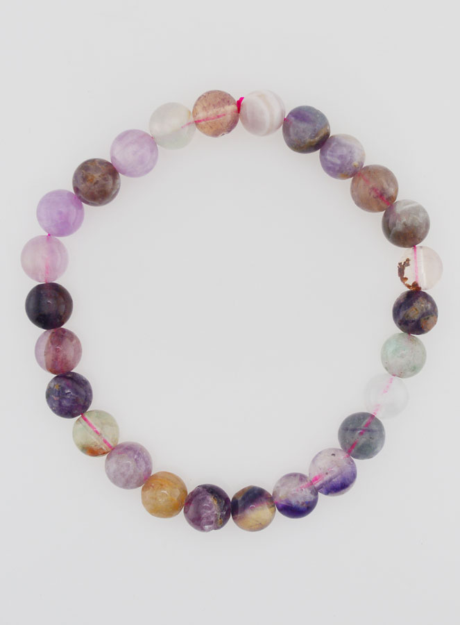 Bracelet en Pierre Naturelle de Fluorite Multicolore AA - 6mm (pic 1)