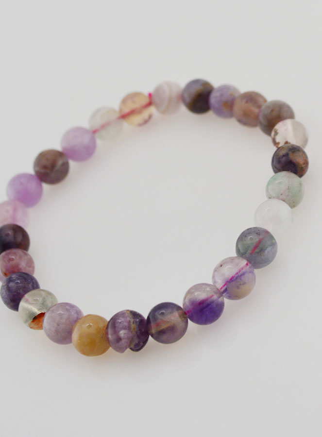 Bracelet en Pierre Naturelle de Fluorite Multicolore AA - 6mm (pic 4)