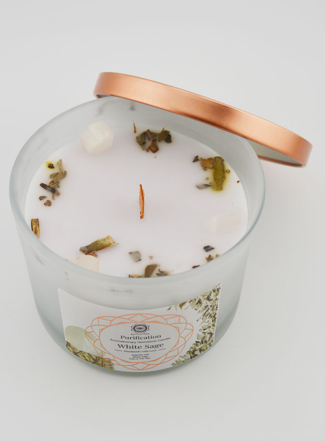 Bougie de Purification 256g - Sauge Blanche & Sélénite (pic 1)