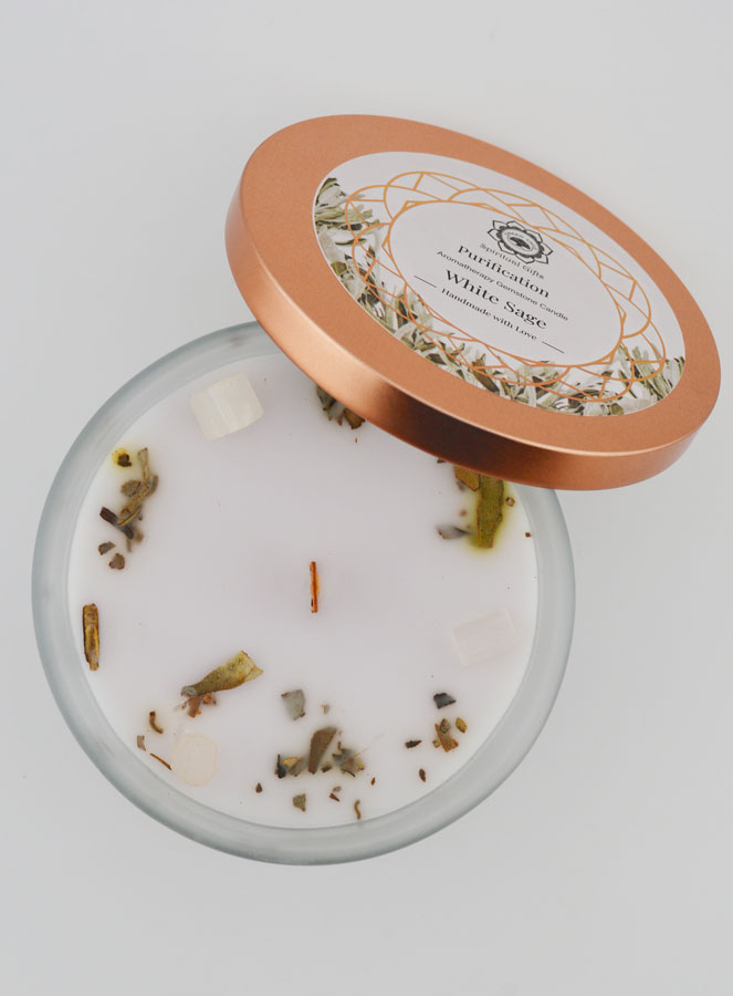 Bougie de Purification 256g - Sauge Blanche & Sélénite (pic 2)