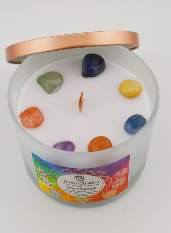 Bougie Parfumée 256g – Nag Champa & 7 Pierres (pic 1)