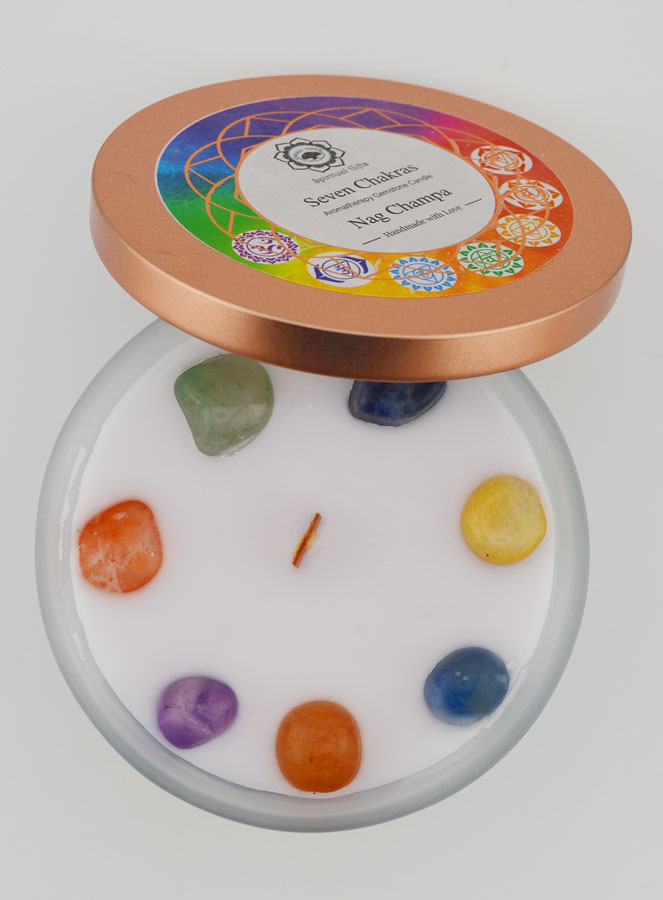 Bougie Parfumée 256g – Nag Champa & 7 Pierres (pic 2)