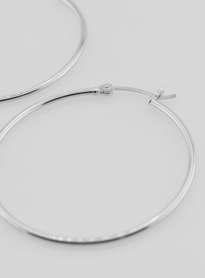 Créoles en Argent 925 Rhodié - 40mm (pic 3)