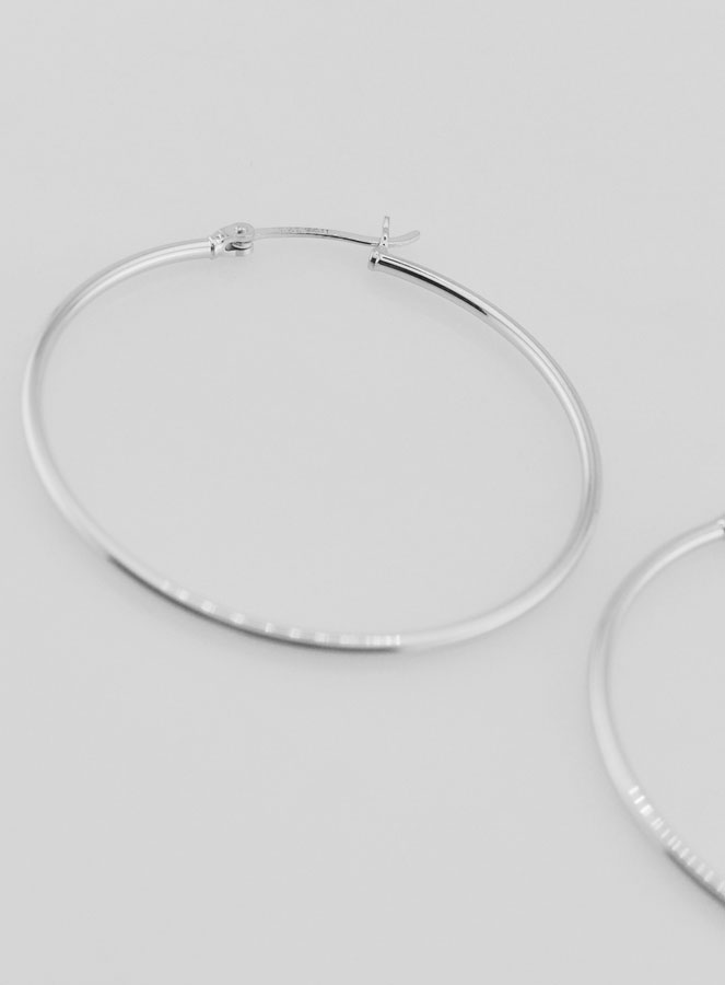 Créoles en Argent 925 Rhodié - 40mm (pic 4)